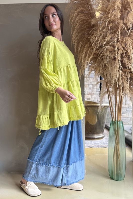 Driftwood Bell Sleeve Smock Top Kiwi